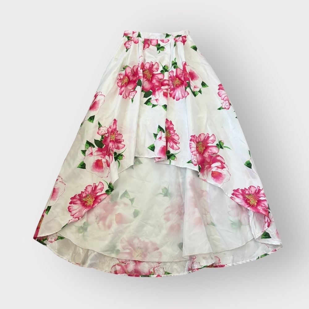 My Michelle White Pink Floral High Low Skirt